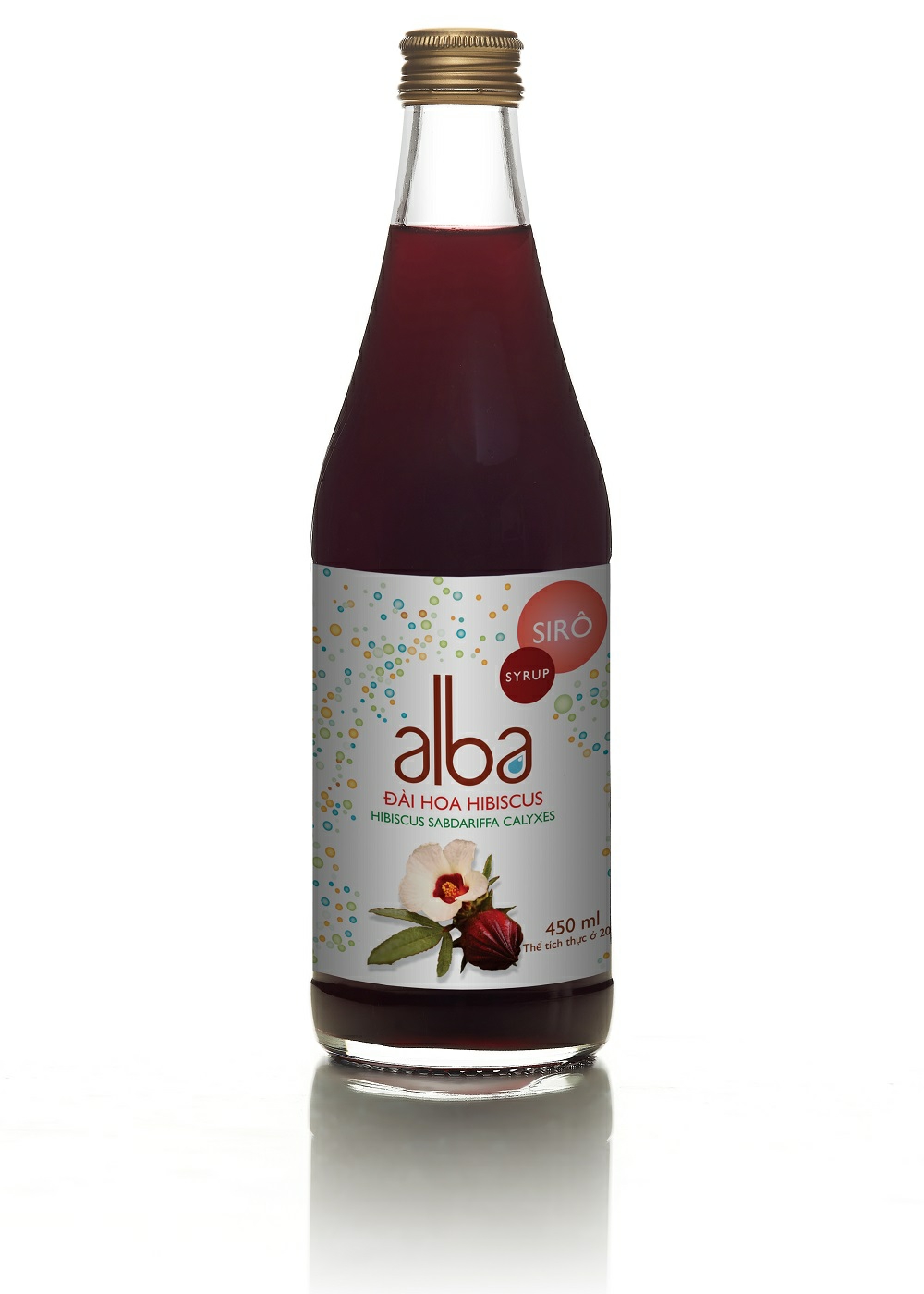 Alba sirop d'hibiscus calice – bouteille en verre 450ml – Alba